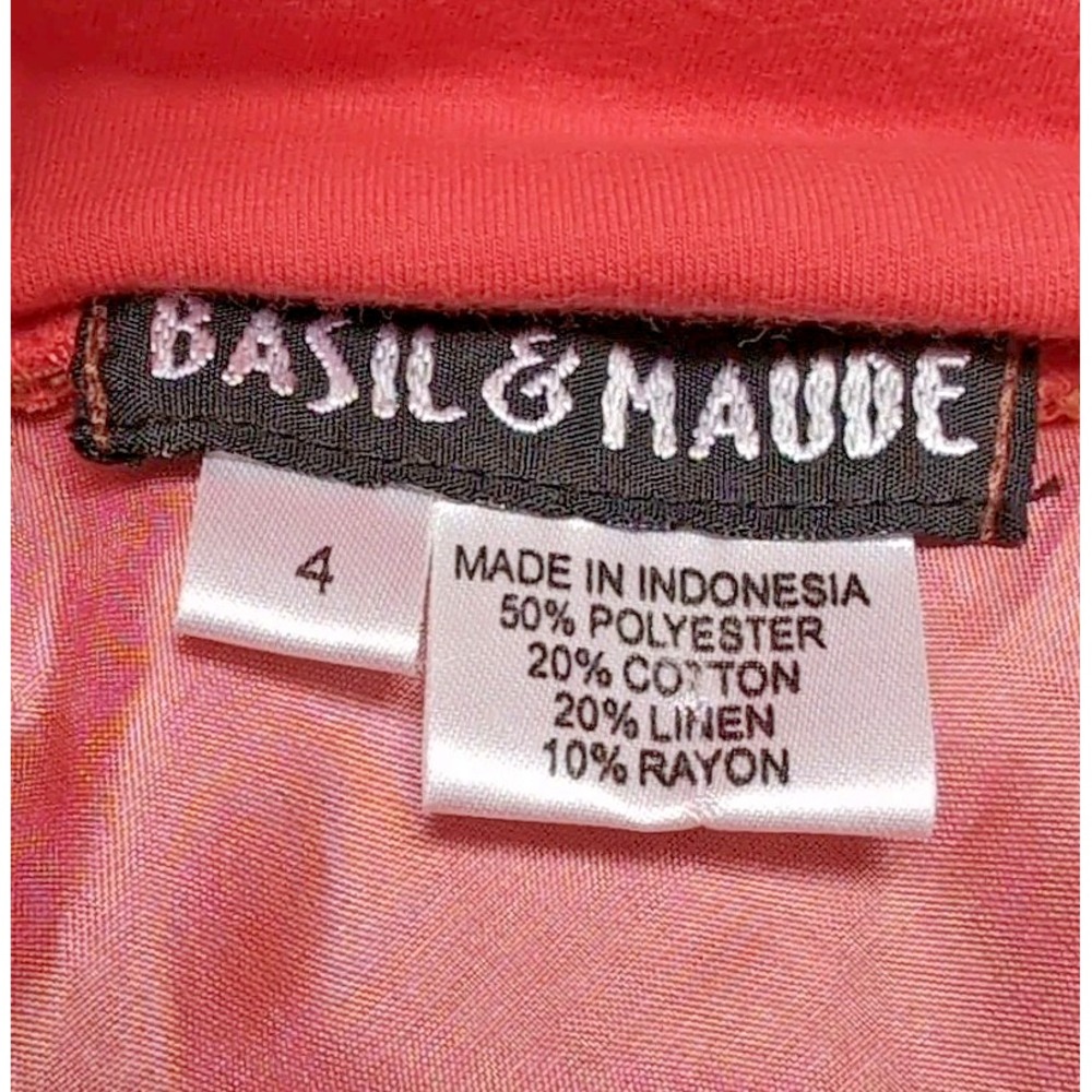 Basil & Maude A-Line Skirt Size 4 Coral Brown Embroidered Beaded Mesh Lined READ - Picture 9 of 16